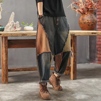 Max LuLu Rudenį Korėjos Dizaineris Džinsinio Audinio Kelnės, Moteriški Prarasti Atsitiktinis Džinsus Ponios Derliaus Punk Stiliaus Haremas Pants Plus Size