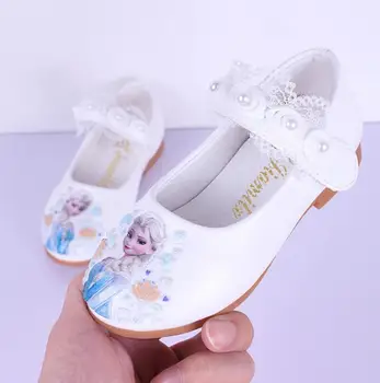 Disney Nauja Vaikai Elsa Laisvalaikio Bateliai mergaitėms Užšaldyti Princesė minkštas animacinių filmų batus Vaikų animacinių filmų pearl odiniai batai