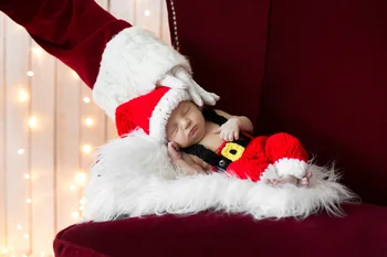 Naujagimio Fotografijos Rekvizitai Megzti Kūdikių Jumpsuit Romper Kalėdų Kūdikis Skrybėlę Baby Nuotrauka Priedų