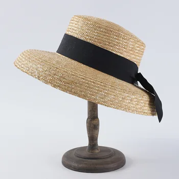 USPOP Naujas moterų natūralus kviečių šiaudų skrybėlę atsitiktinis vasaros saulė, didelės skrybėlės kraštų paplūdimio skrybėlę derliaus kabančios lankas šiaudų saulės skrybėlės
