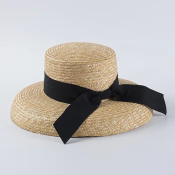 USPOP Naujas moterų natūralus kviečių šiaudų skrybėlę atsitiktinis vasaros saulė, didelės skrybėlės kraštų paplūdimio skrybėlę derliaus kabančios lankas šiaudų saulės skrybėlės