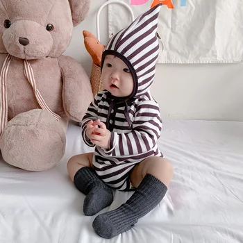 MILANCEL 2020 kūdikių berniukų drabužius kūdikiui dryžuotas bodysuit ilgomis rankovėmis kūdikiui apranga kūdikių mergaitės, vienas gabalas, ir skrybėlę