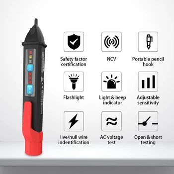 PROTMEX Ne-susisiekite su AC Įtampos Detektorius Testeris, Matuoklis 12V-1000V Pen stiliaus Įtampos Detektorius LCD Signalizacijos Savikontrolės
