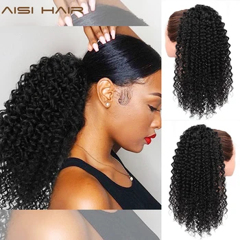 AISI PLAUKŲ Afro Keistą Garbanoti plaukai surišti į uodegą Pratęsimo Juodosios Moterų Raudona Ombre Spalvos Raišteliu plaukai surišti į uodegą Sintetinių Įrašą Ponio Plaukų