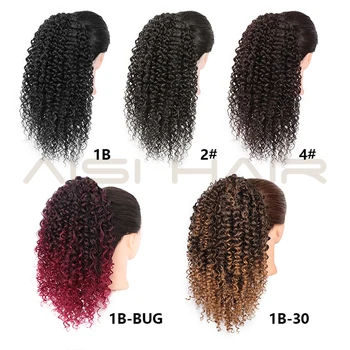 AISI PLAUKŲ Afro Keistą Garbanoti plaukai surišti į uodegą Pratęsimo Juodosios Moterų Raudona Ombre Spalvos Raišteliu plaukai surišti į uodegą Sintetinių Įrašą Ponio Plaukų
