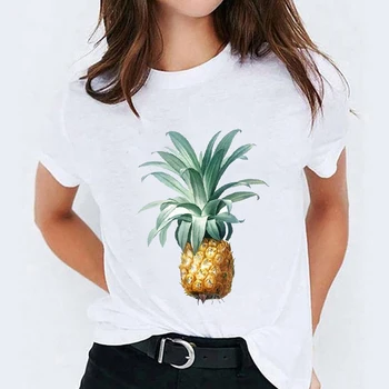Lady T-marškinėliai Moterims Ananasų Vaisių Paplūdimio Drabužius Vasarą, Rudenį Ponios Spausdinti Viršuje Moterų Grafinis Marškinėliai Moteriška Tee Marškinėliai