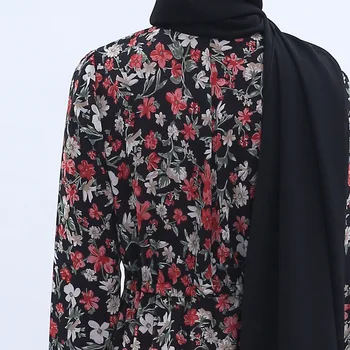 Naujas Spausdinti Gėlių Šifono Cardigan Ne Vasaros Musulmonų Suknelė Moterų Elegantiškas Chalatai Kimono Atidaryti Abaja Bordo Plonas Arabų Chalatai