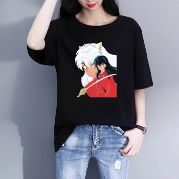 Inuyasha T Shirts Unisexmen Moterų Stiliaus Hip-Hop Marškinėlius Mados Estetinės T-Shirt Harajuku Unisex Tees Vyras Moteris