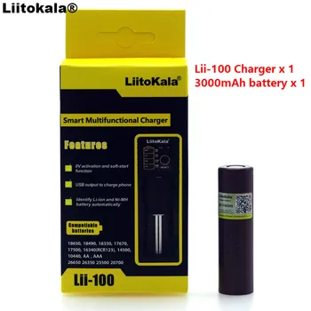 Liitokala lii-100 1.2 V 3.2 3.7 V V 26650 16340 Baterija, Įkroviklis+1PCS LGDBHG2 18650 3000mAh Išleidimo 20A 30A Įkraunama Baterija