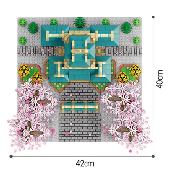 2529PCS Cherry Blossom Kolegijos Modelio Blokai Miesto Gatvės Vaizdas, Medis, Namas Gėlių Architektūros Plytas, Žaislai Mergaitėms, Vaikams