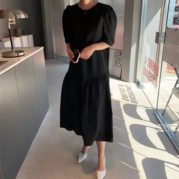 HziriP Karšto Elegancija O-kaklo Tingus Minimalistinio Stiliaus Kietas Švelnus Lady Stilingas-Line 2020 m. Visos Rungtynės Streetwear Suknelės Vestidos