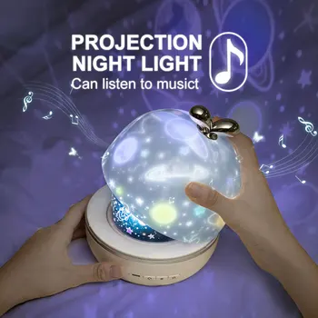 Naktį Šviesos Projektorius Su USB Kabelį Maitinamas Žvaigždėtas Dangus Romantiška Sukasi Projekcijos, Muzikos Lempa Vaikams Miegamasis Kalėdų Dovana