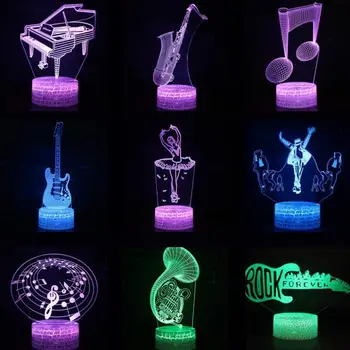 Muzikos instrumentas, Keistos lempos Neon Šalis Dekoro Kalėdų dekoratyvinis apšvietimas 7 spalvų keitimas Remote Touch perjungti 3d lempos