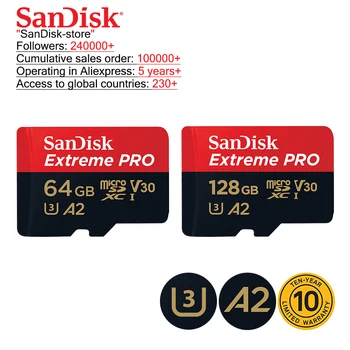 SanDisk Originalus A1A2 Microsd TF kortelė 16GB Class10 32gb Micro SD kortele 64gb 128 GB atminties kortelę, Vaizdo kortelė sd kortelės atminties u3