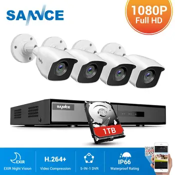 SANNCE 8CH 1080P DVR 1080P VAIZDO stebėjimo Sistema 4pcs 1080P 2.0 MP Apsaugos Kameros IR lauko IP66 Vaizdo Stebėjimo judesio aptikimo rinkinį