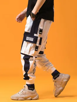 HStar 2020 M. Pavasarį Mens Haremo Kelnės Streetwear Jogger Juostelės Kelnės Vyrams Hip-Hop Sweatpants Kelnės Laiškas Spausdinti