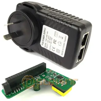 DSLRKIT Gigabit Aviečių Pi 4 4B 3B+ 3B Plius PoE Kit (HAT+ purkštukas (benzinas) Power Over Ethernet