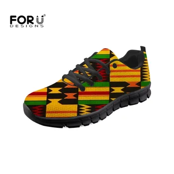 FORUDESIGNS Moterys Butai Afrikos Etninės Spausdinti Ponios Priežastinis Lace-up Sneakers Kvėpuojantis Akių Derliaus Vaikščiojimo Batai Zapatos Mujer