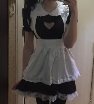 S-5XL Seksualus prancūzų Kambarinės Kostiumas Sweet Gothic Lolita Dress Anime Cosplay Bailys, Kambarinės Uniforma Plius Dydis Halloween Kostiumai Wome