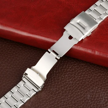 Sidabro Watch Band Apyrankę Premium Nerūdijančio Plieno Dirželis 20/22 MM Lankstymo Sagtimi su Saugos Sagtimi Watchband horloge bandjes