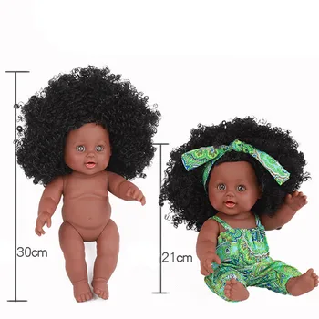 COMPUDA Juoda Mergina Lėlės Afrikos Amerikos Žaisti Lėlės Tikroviška 12 colių Kūdikių Žaisti Lėlėmis