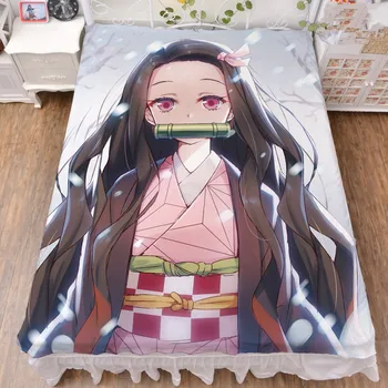 Rugpjūčio atnaujinti Japonų Anime Demon Slayer: Kimetsu nr. Yaiba seksuali mergina lova pieno pluošto lapo ir antklodė vasaros antklodė 150x200cm