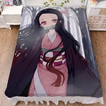 Rugpjūčio atnaujinti Japonų Anime Demon Slayer: Kimetsu nr. Yaiba seksuali mergina lova pieno pluošto lapo ir antklodė vasaros antklodė 150x200cm