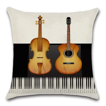 Instrumentas smuikas spausdinti Pagalvėlė Padengti dekoratyvinių Namų Mesti sofa-lova, kėdės, automobilių sėdynės draugas vaikų berniukų miegamasis dovana užvalkalas