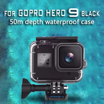 Už GoPro Hero 9 Vandeniui Atveju 50m po vandeniu Apsauginis Dangtelis Narve Sporto Fotoaparatas atsparus Vandeniui Korpusai GoPro Priedai