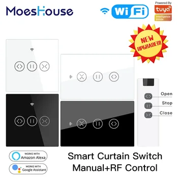 MUMS ES WiFi RF433 Smart Touch Užuolaidų ritininės Žaliuzės Variklio Jungiklį Tuya Smart Gyvenimo App 