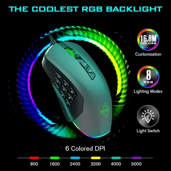 Ajazz GTI Žaidimų Pelė Optinė Variklio 800-5000DPI 3/9 Mygtukus Peles Reguliuojamas Apšvietimo Efektai USB 1000Hz Laidinio Pelės 1.6 m Laidas