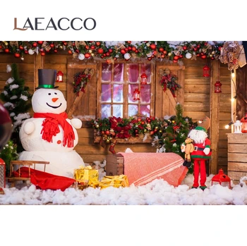 Laeacco Kalėdų Backdrops Fotografijos Žiemos Sniego Medis Kamuolys Vainikas Lėlės Šalies Baby Vaikų Portretas Fonas