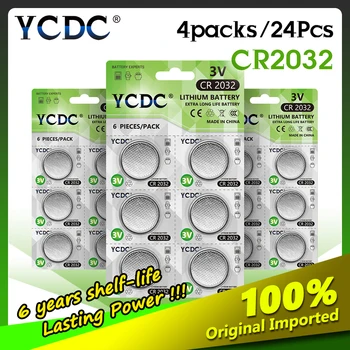 24Pcs YCDC 3V CR 2032 Ličio Mygtuką Monetos Elementų Baterijų CR2032 DL2032 KCR2032 5004LC Ličio Mygtuką Baterija Žymiklį Žiūrėti