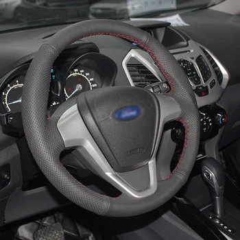 Šviečia kviečių Juodos Odos Automobilio Vairo Dangtelis Ford Fiesta 