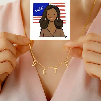 2020 Cazador Buvusi Pirmoji Ponia JAV Michelle Obama Nešioja Tą Patį BALSUOTI Karoliai, Papuošalai Laisvės, Lygybės Nerūdijančio Plieno