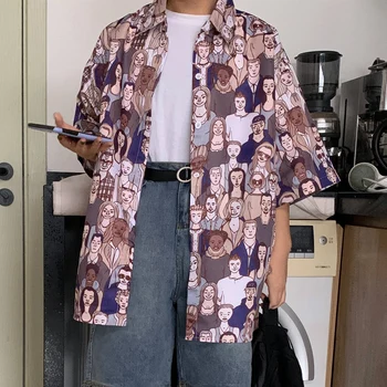 Korėjos Stiliaus Vasaros Palaidinė Marškinėliai Moterims Moteriški Harajuku Ulzzang Drabužius trumpomis Rankovėmis Mygtuką Iki Juokinga Spausdinti Viršų