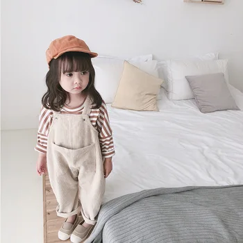 2020 m. Pavasarį korėjos stiliaus kūdikių mergaičių velvetas laisvas darbo drabužiai mielas vaikams laisvalaikio visas rungtynes, suspender kelnės kelnės, kombinezonai su antkrūtiniais