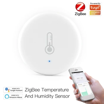 Tuya ZigBee Smart Temperatūros Ir Drėgmės Jutiklis (Tuya/Smart Gyvenimo App Baterija ZigBee Protingo Namo Alexa 