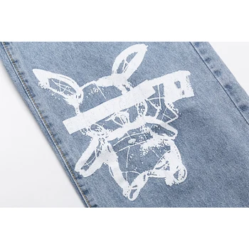 Asmenybės Grafiti Spausdinti Džinsinio Audinio Kelnės Hip-Hop Harajuku Streetwear Derliaus Atsitiktinis Baggy Jeans 