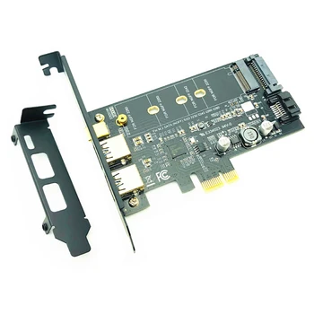 USB 3.0 PCI Express Riser Card Dual Port USB3.0 + 1 Port USB 3.1 Tipo C + M. 2 NGFF Adapteris M2 SATA SSD B Klavišą, kad PCI-E Valdytojas