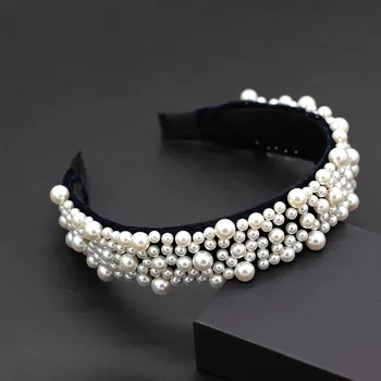 Baroko mada temperamentas dydžio perlas atsitiktinis lankelis Naujas Baroko mados asmenybės paprastas rankų darbo pearl audinio lankelis 722