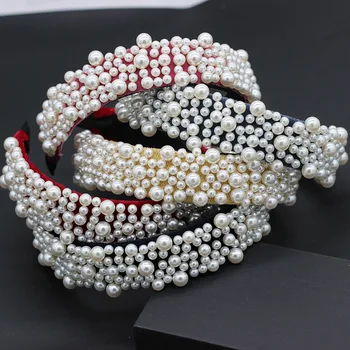 Baroko mada temperamentas dydžio perlas atsitiktinis lankelis Naujas Baroko mados asmenybės paprastas rankų darbo pearl audinio lankelis 722