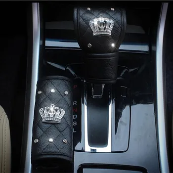 Karšto pardavimo Crown diamond cirkonio automobilių reikmenys nustatykite pavarų svirtį padengti rankinio stabdžio rankenos sealt diržo apsaugos universalios