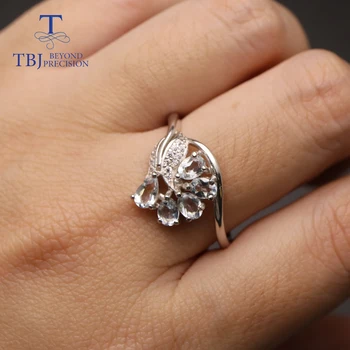 TBJ,Natūralus Akvamarinas brangakmenio paprasta žiedai ir auskarai papuošalai nustatyti 925 sterling skiedra fine jewelry 