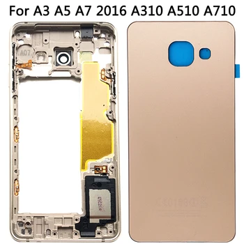 Samsung Galaxy A3 A5 A7 2016 Atgal Baterijos Dangtelis + Priekiniai Artimųjų Rėmo Atveju Pakeisti Orlaivį A310 A510 A710 Pilnas Korpusas
