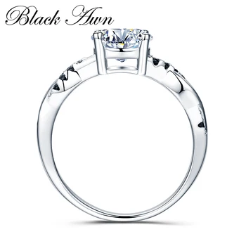 [BLACK PELAS] 925 Sterlingas Sidabro Žiedai Smulkūs Papuošalai Madinga Sužadėtuvių Žiedai Moterims Vestuvių Bague C037