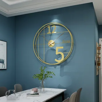 Šiaurės Aukso Prabangus Sieninis Laikrodis Minimalistinio Kambarį Meno Kūrybos Paprastas, Modernus Dizainas, Metalo Dideli Sieniniai Laikrodžiai, Namų Dekoro W6C