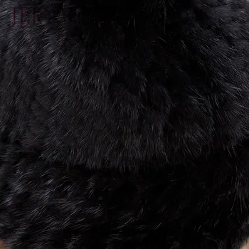 Karšto nekilnojamojo audinės kailio sandariai austi storio kepurę ponios žiemos fox fur slidinėjimo bžūp 3