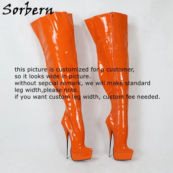 Sorbern Orange Baleto Batai Tarpkojo Aukštakulniais Fetišas Batai Adatos (Stiletai) Platforma Drag Queen Crossdresser Sunku Vaikščioti Užsakymą Batai