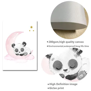 Vaikai Apdailos Panda Balionas Darželio Plakatas Sienos Menas Drobė Spausdinti Dažymas Dekoratyvinis Šiaurės Vaikas, Kūdikis, Miegamojo Puošimas Nuotrauką